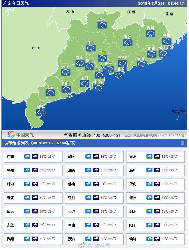 广东省全省天气概览