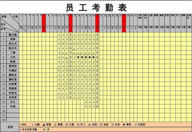 详解一个月的考勤计算方法